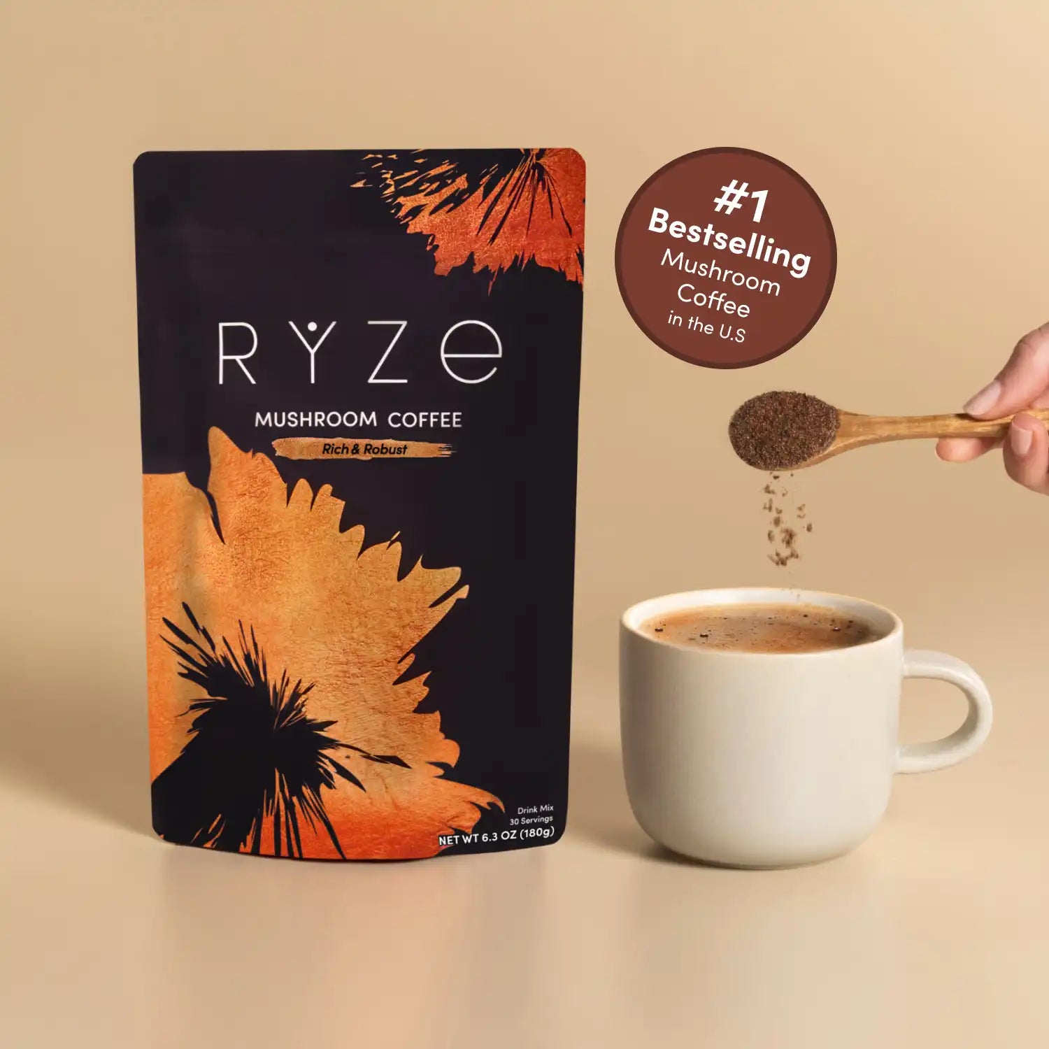 Mushroom Coffee Dark Roast (30 Servings) - RYZE and Shine